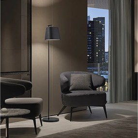 Stalowa lampa podłogowa NEMO w nowoczesnym stylu z syntetycznym kloszem - śr. 25 x Wysokość 140 cm - stal - IP20 - E27 40W - czarno-brązowa