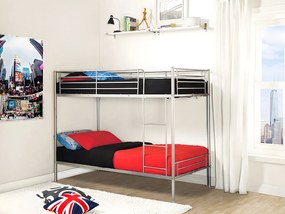 Łóżko piętrowe DUOTIS II - 2 × 90 × 190 cm - Srebrny + materace