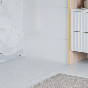 Ścianka prysznicowa Walk-in satynowa matowa prostokątna 8 mm MOLIS Satin Classic MASSI | rożne rozmiary : Kolor profili kabiny - złoty szczotkowany, Szerokość ścianki - 110 cm , Typ montażu - WALK in FIX (Do ściany)