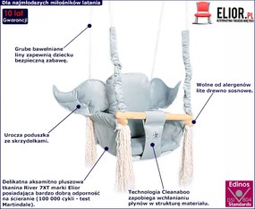 Szara huśtawka dziecięca ze skrzydłami - Tiana