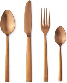 Sztućce 16 szt. ze stali nierdzewnej w kolorze miedzi dla 4 osób Hestia – Bizzotto