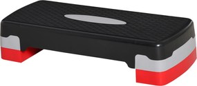 HOMCOM Stepper treningowy 2-stopniowa regulacja wysokości do użytku domowego i biurowego Czarny+Szary+Czerwony 68x29x15 cm