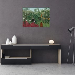 Obraz na szkle - Henri Rousseau, Tropical Forest with Monkeys, reprodukcje (70x50 cm)