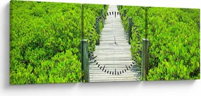 Obraz - drewniany chodnik (z zegarem) (90x30 cm)