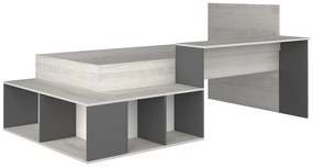 Łóżko wielofunkcyjne 90 × 200 cm z ze skrzynią  i biurkiem – naturalne i antracytowe – RIGALI