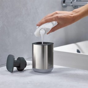 Dozownik do mydła ze stali nierdzewnej w kolorze srebra z połyskiem 250 ml Presto Steel – Joseph Joseph