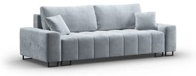 Jasnoniebieska aksamitna rozkładana sofa ze schowkiem 250 cm Wicklow – Cosmopolitan Design