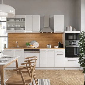 Aneks kuchenny biały wysoki połysk/biały 300x46x81.6 fame-line