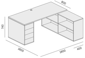 PLAN Zestaw BLOCK B04, biały/grafitowy