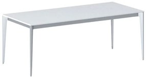 Stół konferencyjny do biura PRIMO ACTION, 200x90 cm, szaro-srebrna podstawa, biały