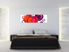 Obraz - Motyw z kółkami w ciepłych kolorach (170x50 cm)