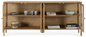 Witryna w dekorze dębu w naturalnym kolorze 180x80x40 cm Ceci – MOME