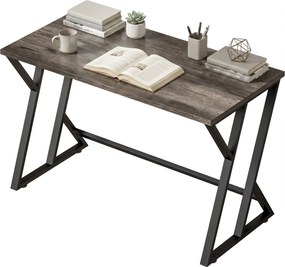 HOMCOM 120 cm Biurko Komputerowe, Industrialne Biurko z Metalową Podstawą w Kształcie Z, Stół Roboczy do Biura, Szary w Stylu Vintage | Aosom PL