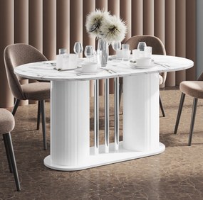 Rozkładany stół z owalnym blatem Cesaro Hubertus marmur połysk