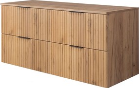 Szafka pod umywalkę, Dąb Craft, 120 ( 2 x 60) x 57 x 46 cm, uchwyt czarny + Blat