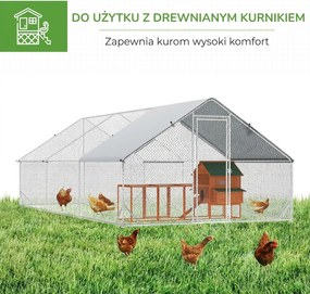 PawHut PewHut XXL kurnik zewnętrzny z kloszem stalowym 3 x 6 x 2 m