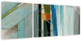 Obraz - Abstrakcja (z zegarem) (90x30 cm)
