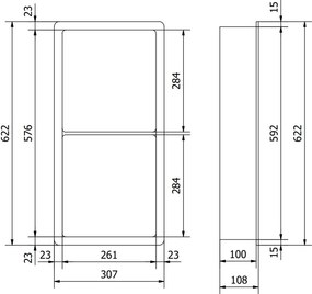 Mexen X-Wall-K półka wnękowa z konglomeratu 62,2 x 30,7 cm, biała - 1900623010