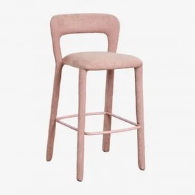 Wysokie Krzesło Barowe Z Tapicerowanym Oparciem Brusel ↑75 Cm & Tkaniny Szenil Rosa Palote | Daydream Pink - Sklum