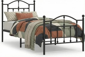 Czarne Metalowe Łóżko Pojedyncze 90X200 Cm F5-H57