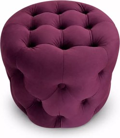 (Wyprzedaż) Nowoczesna Pufa Tapicerowana Okrągła Chesterfield Pixi 40 cm, tkanina Magic Velvet 2202 oberżyna