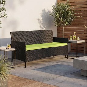 3-osobowa ławka ogrodowa z rattanu syntetycznego Hamar,  antracyt, poduszki zielone