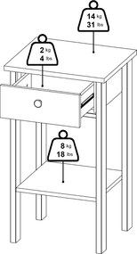 Stolik nocny z półką i szufladą Madrid, jackson hickory