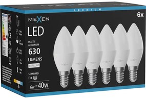 Mexen Nova 6x żarówka LED E14, C37, 6W, Neutralna - 4000K, 630 lm - L102-E14-0640-01x06