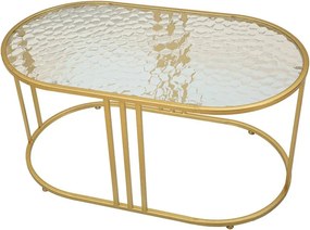 Stolik w biało-złotym kolorze ze szklanym blatem 50x90 cm Antalia – Mauro Ferretti