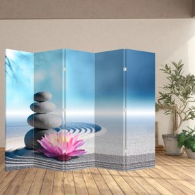 Parawan - Piasek, lilie i kamienie spa (210x170 cm)