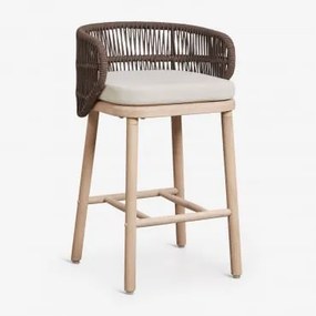 Wysoki Stołek Z Drewna Akacjowego I Plecionej Liny Capri Chocolate & ↑65 Cm - Sklum