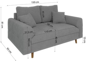 Szara sofa z materiału bouclé 150 cm Ariella – Ropez