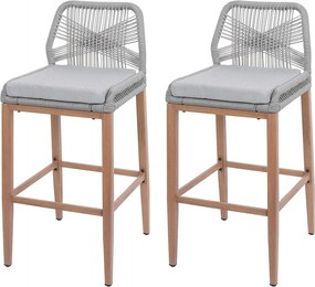 Stołek barowy MCW-O21 (zestaw 2 szt.),  jasnoszary, poduszka jasnoszary