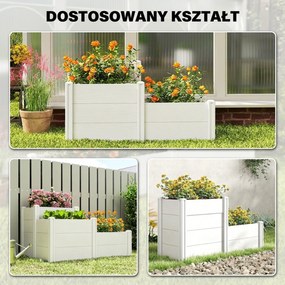 Outsunny Podwyższona Skrzynia Ogrodowa 3-poziomowa z Otwartym Dnem, Modułowe Ziołowe Łóżko DIY z Winylu | Aosom PL