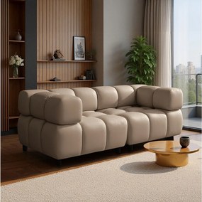 Sofa 3-osobowa TONDO Velvet Beige z Designem Bąbelkowym i Materiałem Bluvel - 192 cm