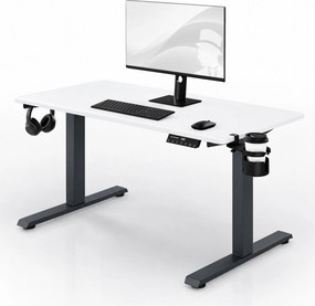 Biurko elektryczne z regulacją wysokości ergonomiczne antracytowo-białe, 1200x600 mm: ARIA