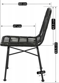 Krzesło Ogrodowe Rattanowe WALDI Czarne Boho