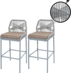 Stołek barowy MCW-O21 (zestaw 2 szt.),  jasnoszary, poduszka taupe