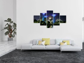 Obraz przedstawiający pełnię księżyca w ogrodach Singapuru (125x70 cm)
