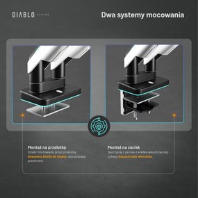 Uchwyt regulowany na 2 monitory 35 cali RGB Diablo X-Arm Dual, biało-czarny