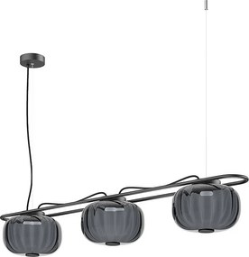 Lampa sufitowa KRISTA w stylu klasycznym - 2x LED SMD AC 10W - 2490lm i 2700K - klosz szklany ø24 cm x wys. 130 cm - Stalowo-niebieski - IP20