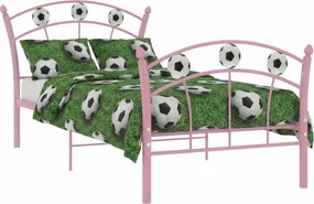 Różowe metalowe łóżko dla dziewczynki z motywem piłki 90x200 cm T2-P03