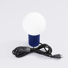 Ciemnoniebieska lampa stołowa ze szklanym kloszem (wysokość 19 cm) Orbital – Nice Lamps