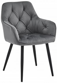 Eleganckie szare krzesło welurowe pikowane W6-L04