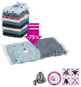 Worki próżniowe do przechowywania, zestaw plastikowych toreb + pompka - 40 x 60 cm (3 szt.), 50 x 70 cm (2 szt.), WENKO