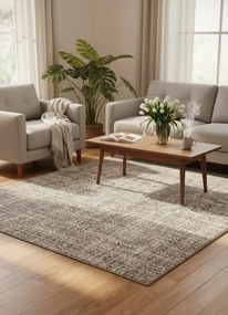 Beżowy nowoczesny dywan boho A0-L15