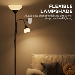 HOMCOM Lampa stojąca w stylu matka-dziecko, wysoka, z regulowanym ramieniem i 3 temperaturami barw, czarna | Aosom PL