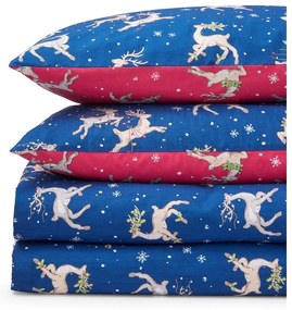 Czerwono-niebieska bawełniana pościel dwuosobowa 200x200 cm Christmas Reindeer – Their Nibs