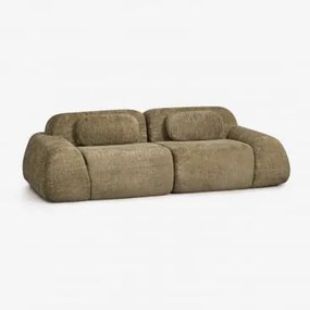 Sofa Modułowy 2-częściowy Z Tkaniny Chenilla Pakowany Próżniowo Merida Szenila Gruba Szałwiowa Zieleń - Sklum