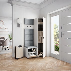 Masseno Garderoba LORI 95/181/51 cm Nowoczesna Szafa do Przedpokoju Biała